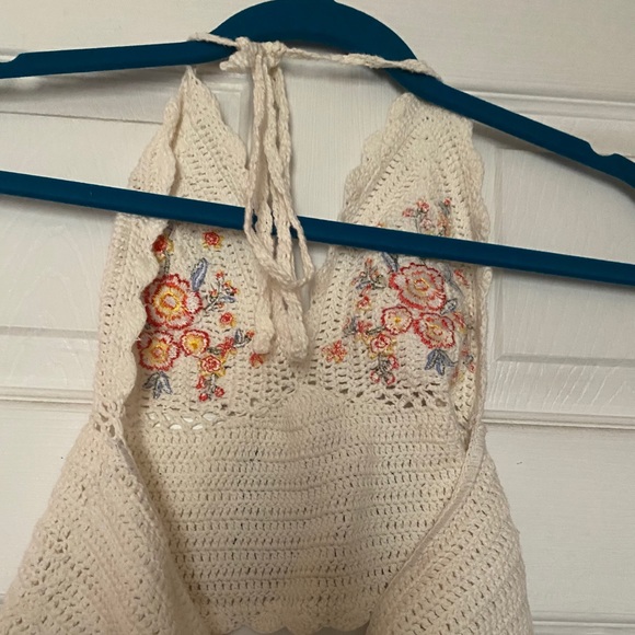 White/floral knit crop top - Picture 2 of 3